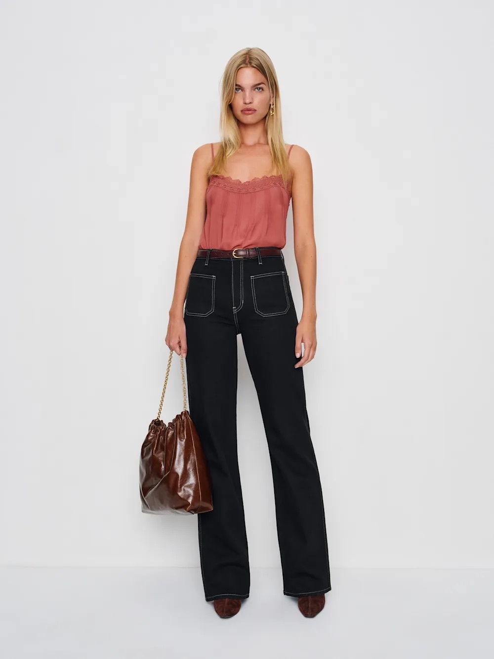 NWT Reformation Alyssa Stretch High Rise Wide Leg Long Jeans - Picture 3 of 7